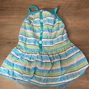 Zack & Zoey Striped Dog Dress - Blue and Green